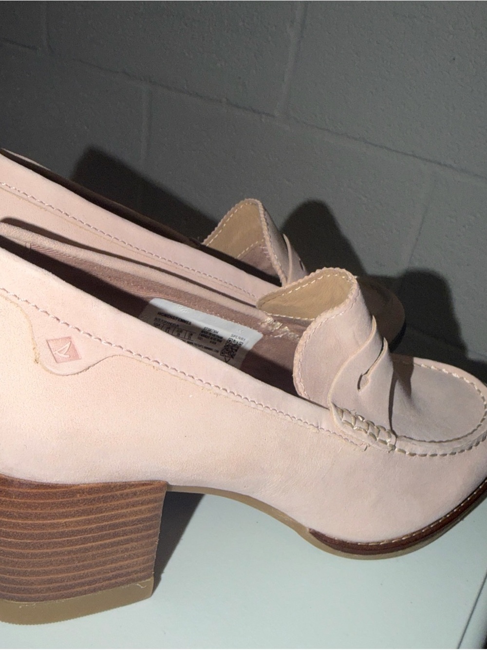 Sperry Women's Pale Pink Suede Heeled Loafers